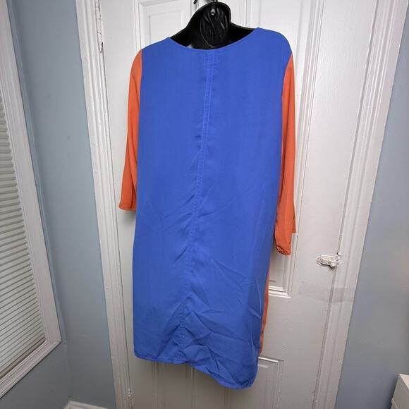Umgee USA Shift Dress Womens Large Orange Blue Colorblock Utility Colorful - Picture 4 of 9